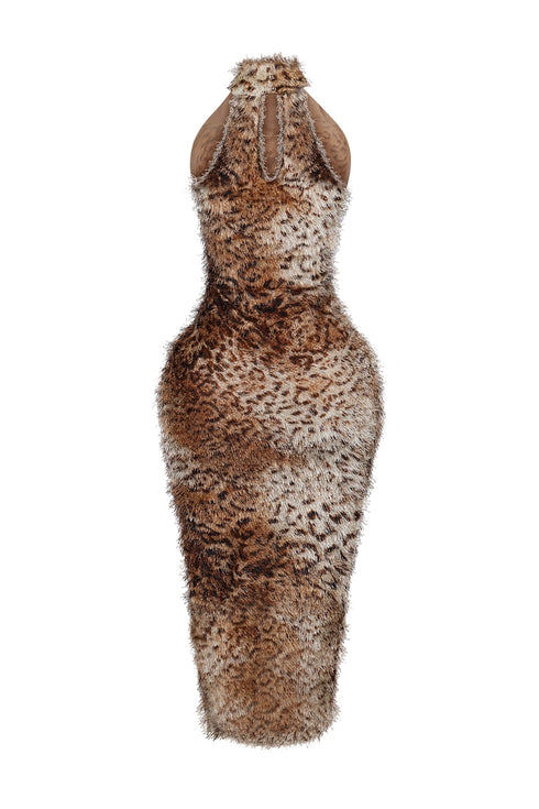 Lucille Animal Print Shaggy Maxi Dress